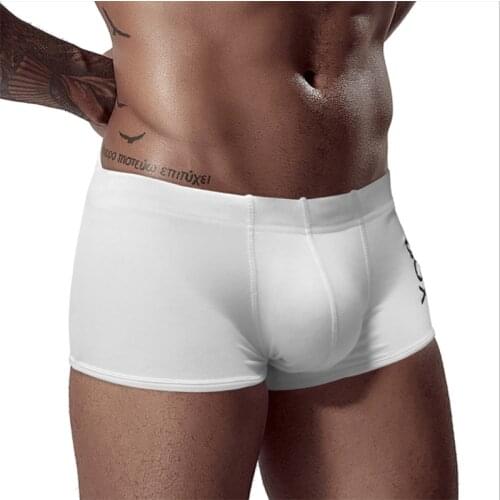 Men Underwear Silk Cotton Black White 2pcs Panties Solid Male Boxer Shorts