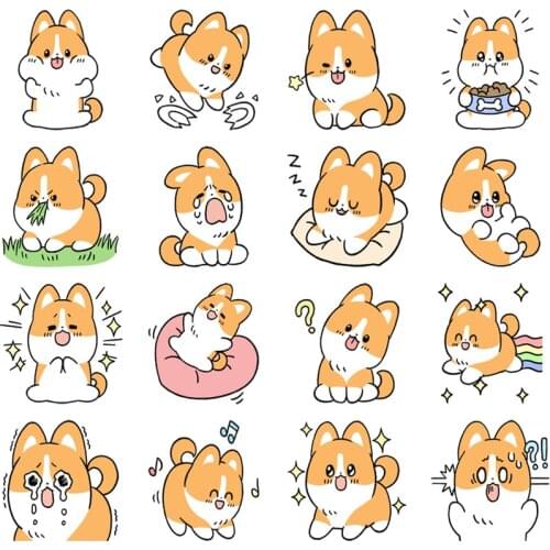 24 pcs Cartoon cute corgi dog Stickers for Styling Bike Motorcycle Phone Laptop Travel Luggage Cool Funny Sticker Decals