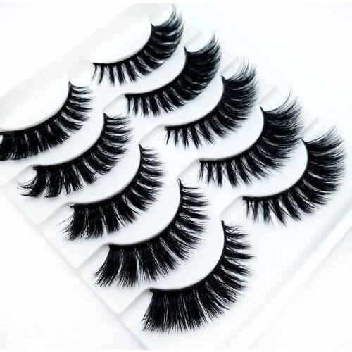 New 5 pairs Handmade 3d mink lashes long thick False Eyelashes Cross Messy Dense Natural Eye Lashes Stage Makeup False Eyelashes