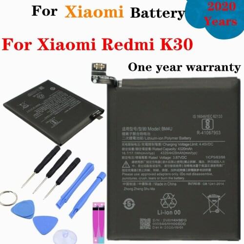New 100% Capacity BM4U 4420mAh Battery for Xiaomi Redmi K30 High Quality Mobile Phone Replacement Accumulator + tools