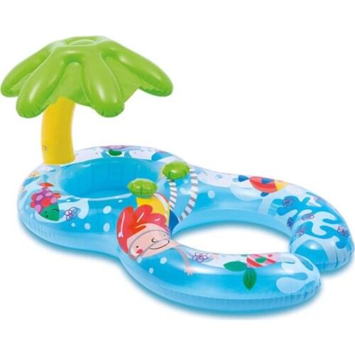 1-3 Years Inflatable Mother and Baby Shade Swim Float Circle Ring Mother Child Swim Circle with Sunshade Swimming Accessories