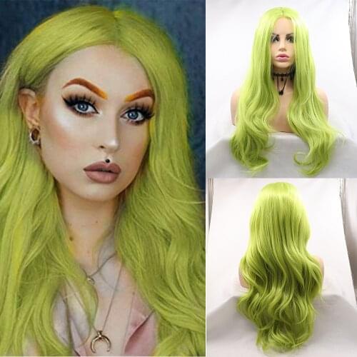 Baicheng Lace Front Wigs Mint Green Color Lace Front Synthetic Wig Light Green Long Straight Wig Frontal Wigs 22 inches
