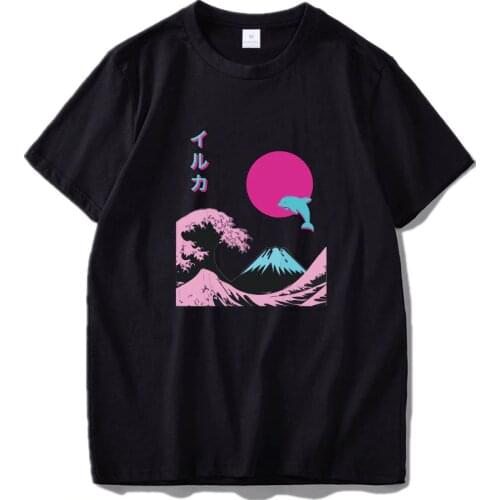 Retro Aesthetic Iruka Tee With Japanese Writing T-Shirt Digital Print 100% Cotton Soft Sweat EU Size