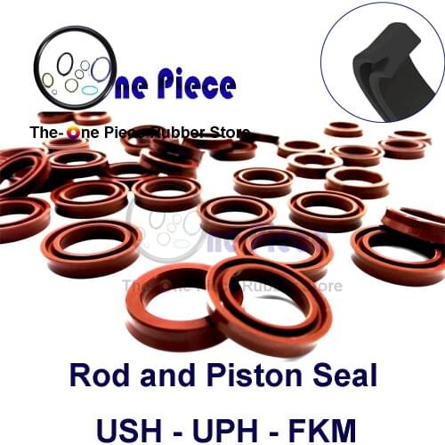 USH FKM URING ID=8 - 50 MM Hydraulic Cylinder Pump Rubber Oil Seal for Piston and Rod U cup FPM U buffer UPH GASKET
