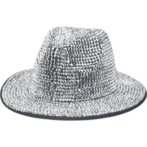 Women hat panamas wide brim luxury brand diamond hats for men green red black decorate hip hop jazz fedora hat gorras para mujer