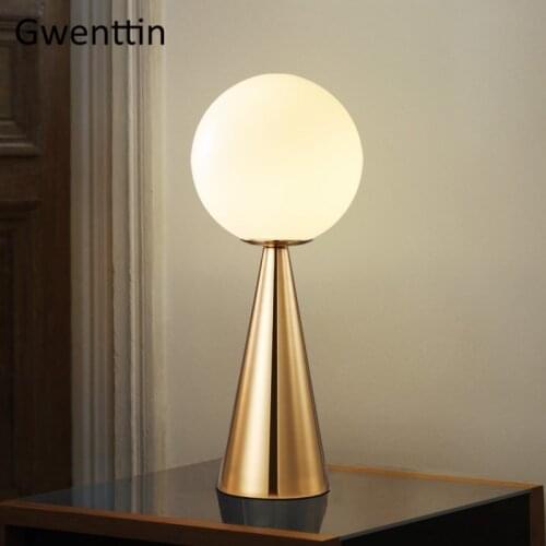Modern Glass Ball Table Lamps for Bedroom Living Room Bedside Lamp Nordic Study Led Desk Light Fixtures Industrial Home Decor