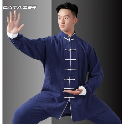 Unisex Men Women Tai Chi Martail Arts Uniform Clothes Cotton Linen loose Wide Leg Pant shirt Kung Fu Tai Ji Exercise Casual Suit
