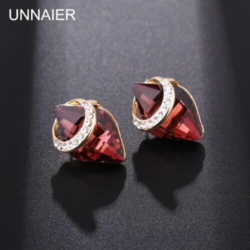 UNNAIER fashion personality universe Fuchsia Semi-precious stones Earrings Female Rhinestone Ear jewelry