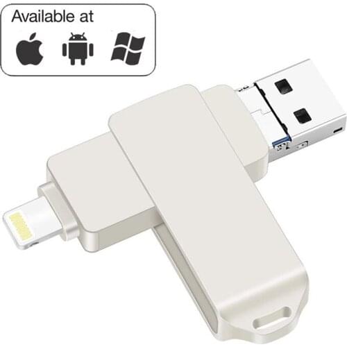 3 in 1 USB Flash Drives for iPhone/Android 16G 32GB 64GB 128GB USB Stick OTG Pen Drive Usb 3.0 External Thumb Drive Memory Stick