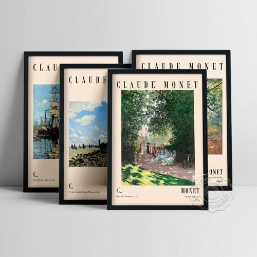Claude Monet Museum Exhibition Poster, Ships Riding On The Seine At Rouen Print, Monet Nature Scenery Still Life Wall Painting
