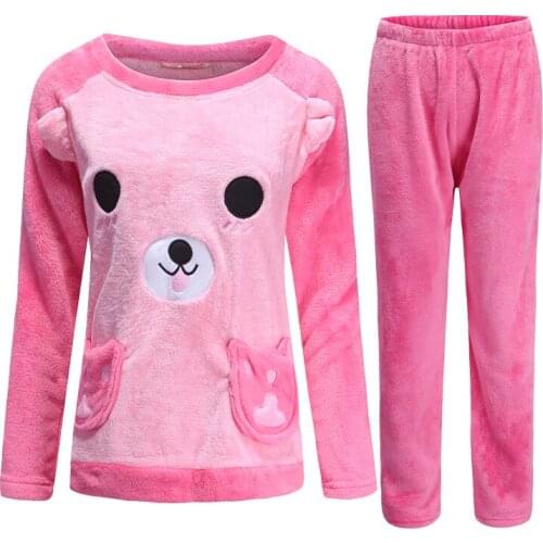 H5988 Women Pajamas Suit Lovely Long Sleeve Thickened Flannel Nightwear Korean Autumn Winter Corals Velvet Warm Soft Sleepwear