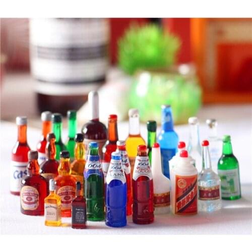 1:12 Miniature Dollhouse Furniture Decorations Resin Mini Soda Beer Bottle Shooting Props DIY Jewelry Accessories Toys