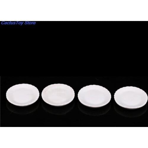1PCS cute 1/6 1/12 Dollhouse Miniature White Ceramics Dish Plate for Children Doll House Kitchen Furniture Toys good Gift