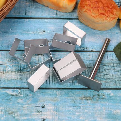 10Pc Pineapple Cake Mold Rectangle/Ellipse/Square Cookie Fondant Cutter Sugar Craft Cake Pie Biscuit Bread Mold with Press Stamp
