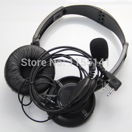 2-Pin Overhead Earpiece Headset Boom Mic Noise Cancelling For Icom Maxon Yaesu Vertex Two Way Radio