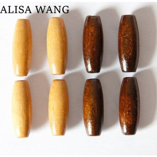 20pcs/lot 22.5*8mm Natural Olive Wood Beads Large Hole Wooden Spacer Charms Bead For Crafts DIY Jewelry Making Bracelet Necklace