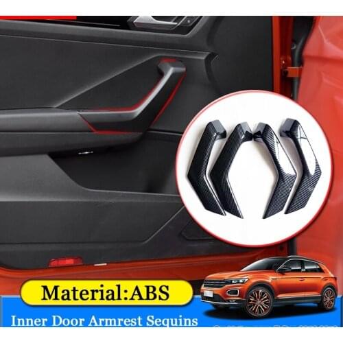 ABAIWAI Car Styling ABS Car Inner Door Armrest Sequins Cover Sticker Auto Interior Accessories For Volkswagen VW T-Roc 2018 2019