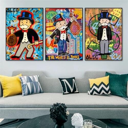 Alec Graffiti Monopoly Millionaire Money Street Art Canvas Painting Wall Print and Poster Modern Picture Living Room Home Decor