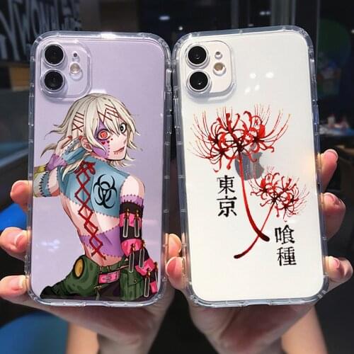 PUNQZY Anime Transparent Soft TPU Phone Case For iPhone 12 11 PRO MAX XR XS 8 6 7PLUS Japanese Anime Tokyo Ghoul Anti-Fall Cover