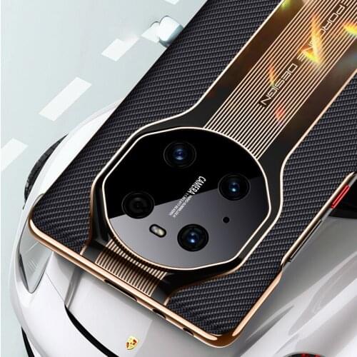 Carbon Fiber Pu Leather Phone Case for Huawei Mate 40 Pro RS Porsche Design Full Protection Back Cover for Huawei Mate40 30 Pro