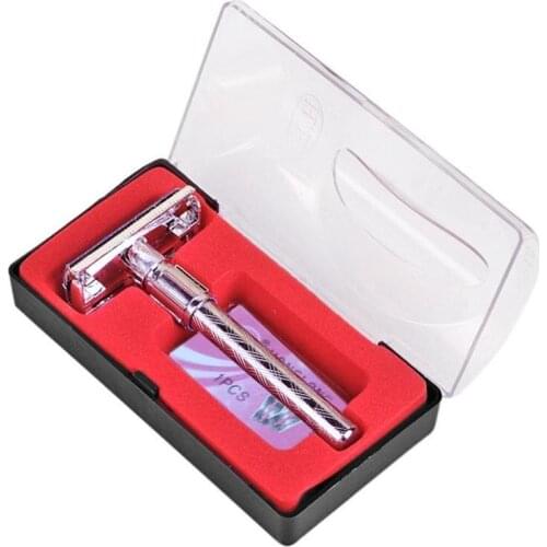 Mens Safety Handheld Manual Shaver With Double Edge Safety Razor Blade Box
