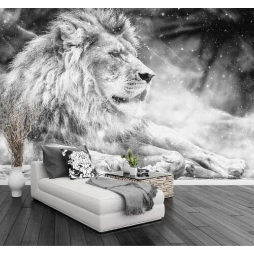 Custom Wallpaper Mural Black White Wind Lion King TV Backdrop Modern Simple Background Wall Murals photo 3d wallpaper Beibehang