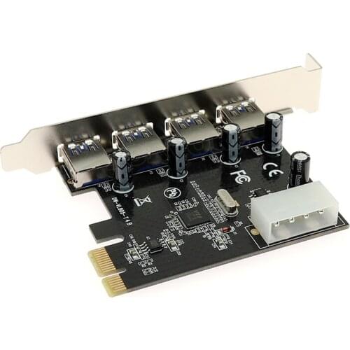 Adapter Card 4 Port PCI-E to USB 3.0 HUB PCI Express Expansion Adapter 5 Gbps Speed