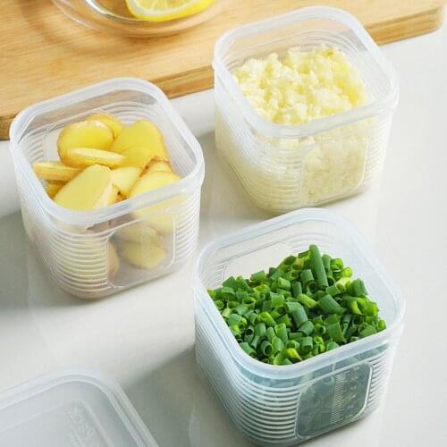 Refrigerator Storage Box Fresh Vegetable Fruit Drain Basket Fridge Sealed Container with Lid Kitchen Organizer for Onion Garlic