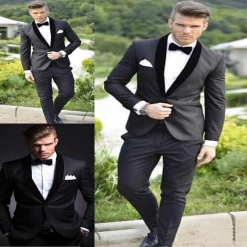 Handsome Groomsmen Shawl Lapel Groom Tuxedos Mens Wedding Dress Man Jacket Blazer Prom Dinner (Jacket+Pants+Tie) A06