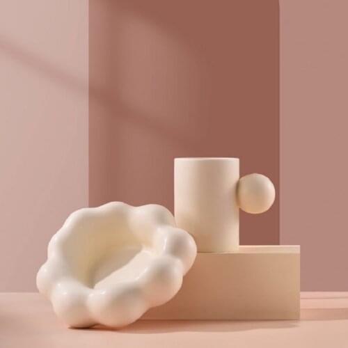 Cloudy Mugs for Coffee Ins Style Creative Ceramics Cups with Tray Milk Tea Office Drinkware Best Gift for Brithday Friends