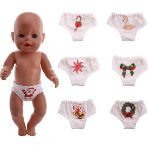 Doll Clothes Christmas Series White Panties Fit 18-inch American Doll 43cm Baby Doll, A Generation Of Childrens Gifts