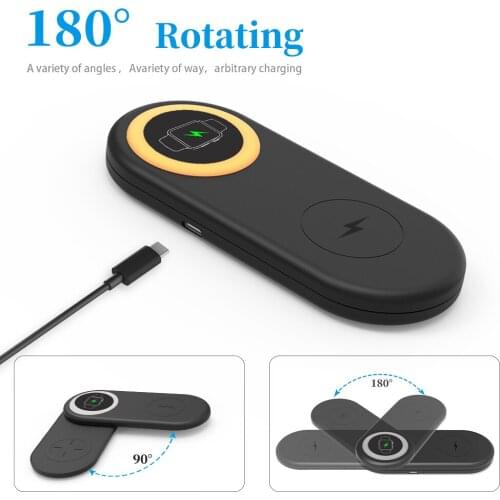 15w Qi Fast 3 in 1 Magnetic Wireless Charger Stand For iPhone 12 11 XR X 8 Apple Watch Foldable Charging Station for Airpods Pro