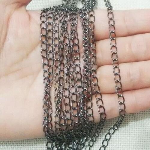 Gunblack Cable chains metal chain extented extensions tails making Links linked-Opened Chain tassels necklace jewelry Finding