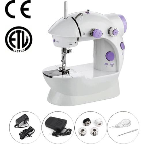 Mini Household Sewing Machine Professional Portable Sewing Machine 2-Speed Double Thread Electric Crafting Mending Machine