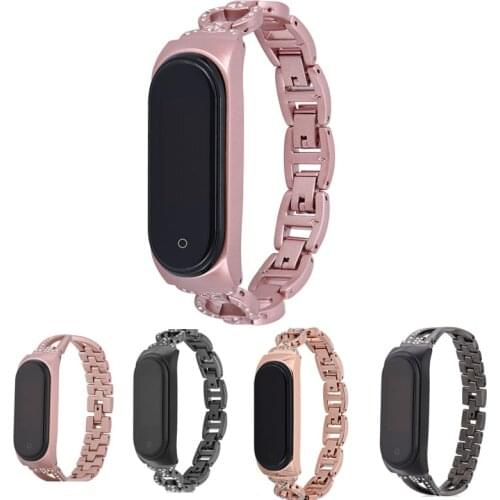 Fashion Women X Shape Diamond Bling Metal Watch Band for Xiaomi Mi Band 3 Strap Bracelet for MIband4 Wrist Belt