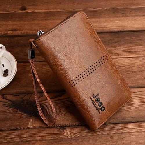 Mens Brand New Design Money Purse PU Leather Wallet Large Capacity Clutch Hand Bag Casual Hollow Out Long Phone Wallet For Male