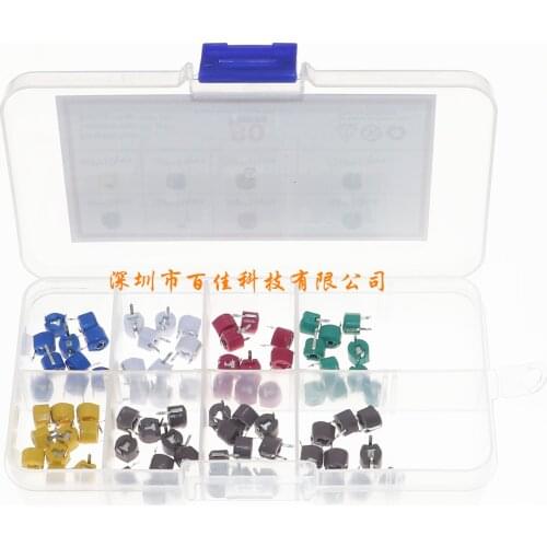 80pcs 8 specifications × 10pcs 6mm 5/10/30/60/120P adjustable/trimmer capacitor variable capacitor kit