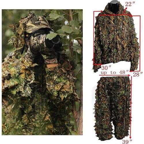 3D Tactical Sniper Set Kits Universal Camouflage Suits Woodland Clothes Adjustable Size Ghillie Suit For Hunting Army Military