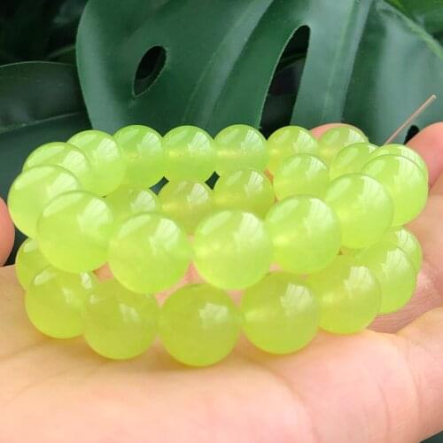 Natural Stone Lemon Yellow Jades Chalcedony Beads Loose Spacer Beads For Jewelry Making DIY Bracelet Necklace 4-12mm Pick Size