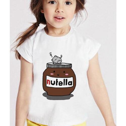 Unisex New 2020 Kids Clothes Summer Girls T Shirt Cartoon Peanut Butter Baby Girl Tshirt Nutella Casual Boys Tshirts Vogue Cute
