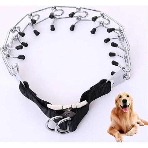 New Adjustable Dog Training Collar Chain Large dog P chain stimulate big Dog Collar chrome Metal Stimulation pet necklace Collar