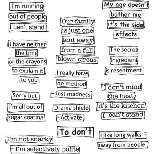 Clear Stamps Words Sentence I Can't Stand I'm Not Snarky For DIY Scrapbook Photo Album Craft Card 2021 New