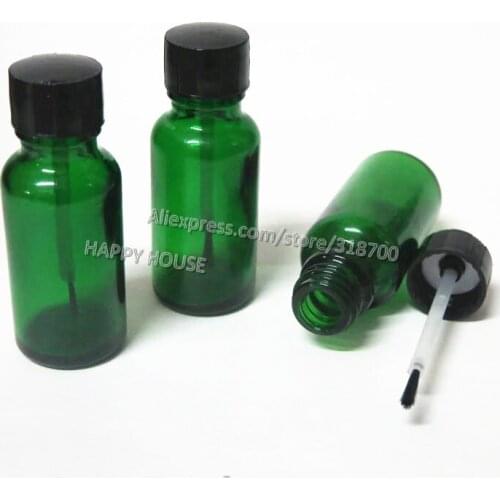 360pcs/lot 20ml Empty Nail polish Bottle,20cc Green Glass bottle with brush cap, Cosmetic Packaging Container