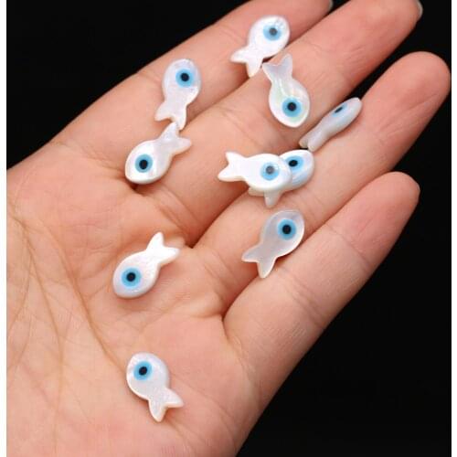 2pcs/lot Natural Freshwater Shell Beaded Cute Fish Shape Shell Loose Beaded for Making Jewerly Accessories Wholesale 8x15mm