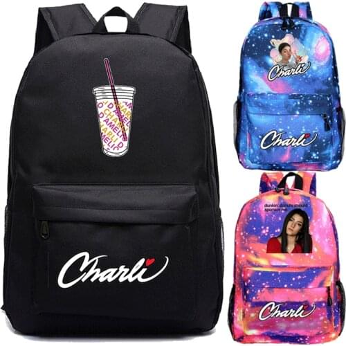 Charli D'Amelio Popular Backpack Women Girls Backpack Female Shoulder Bag New Teenage Girls Boys School Bag Laptop Backpack