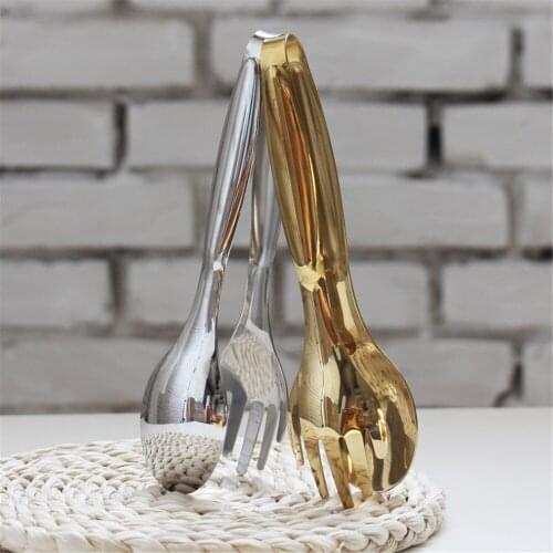Stainless Steel Salad Tongs Durable Gold Sliver Kitchen Utensils BBQ Clips Bread Steak Cooking Tools Buffet Kitchen Accessories