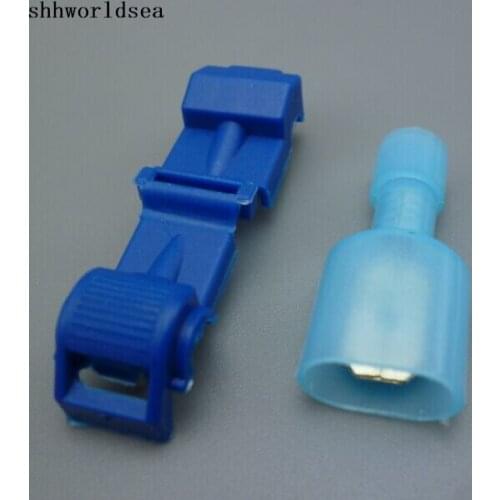 Shhworldsea 100sets=200pcs Blue 16-14 AWG T-TAPS & MALE WIRE CONNECTORS SPLICE ELECTRICAL WIRING Insulated Wire Terminal