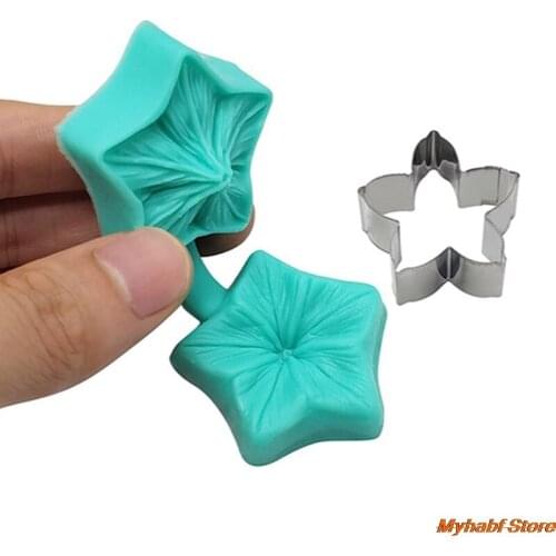 3D Flower Petals Silicone Mold with Cutter Fondant Cake Decorating Tools Chocolate Confeitaria Baking Moulds Kitchen Accessories
