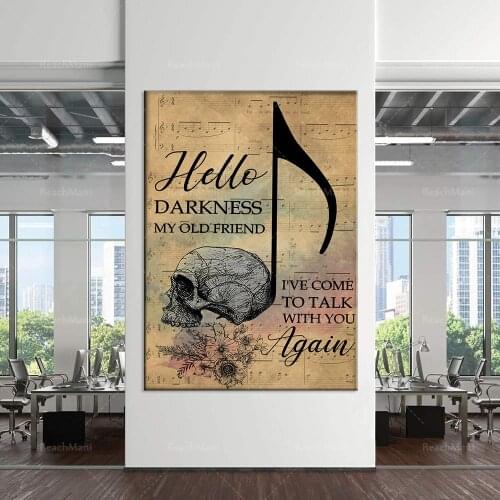 Skeleton hello dark my old friend I'm here to talk to you again poster life home decoration poster