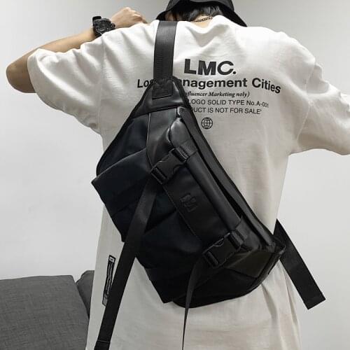 Messenger bag men ins tide chest bag men tide brand bag pu solid color sports large capacity shoulder bag boys bag